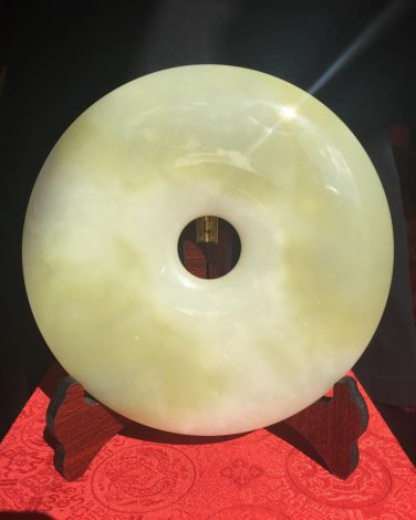 Hand-Carved Circle Lucky Jade 21cm