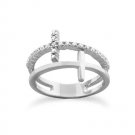 Rhodium Plated Double Cross Ring Size 5-9