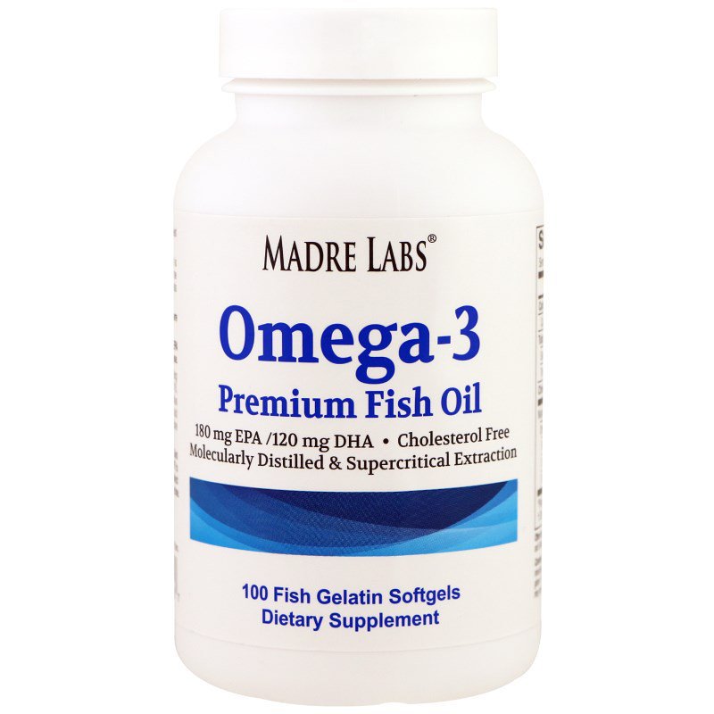 Omega3 Premium Fish Oil, No GMOs, No Gluten, 100 Fish Gelatin Softgels