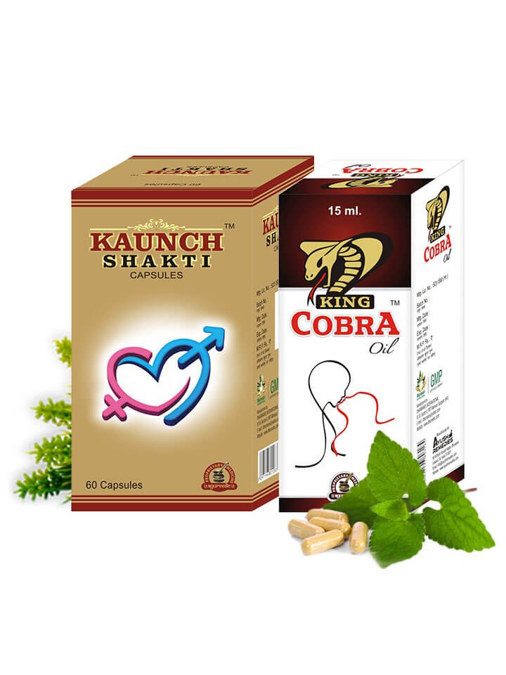 Herbal Male Libido Booster Pills - 60 Capsules + 3 Bottles King Cobra Oil