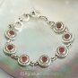 Bracelet Genuine 925 Sterling SILVER & Red Garnet 25.60 g ~ Size 8 ¼ inches