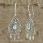 Hook EARRINGS Sterling SILVER & Genuine Blue Topaz 4.80 g ~ Handmade in Bali