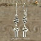 Hook EARRINGS Sterling SILVER & Genuine Rock Crystal Quartz 5.70 g ~ Handmade