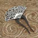 Hair Pin Comb Genuine Sterling SILVER & Bovine Horn 29.85 g ~ Handmade in Bali