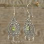 Hook EARRINGS Sterling SILVER & Genuine Green Peridot 5.32 g ~ Handmade in Bali
