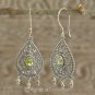 Hook EARRINGS Sterling SILVER & Genuine Green Peridot 5.32 g ~ Handmade in Bali