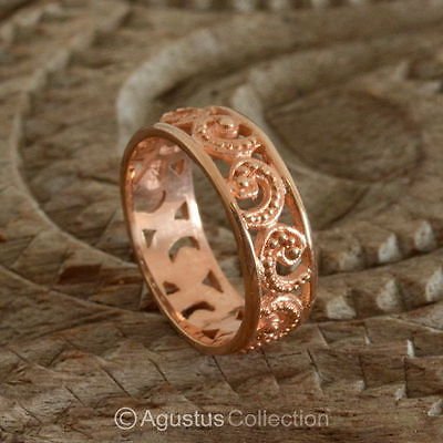 RING Genuine 18K Rose Gold over Sterling SILVER 2.62 g US size 4 ~ Handmade