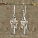Hook EARRINGS Sterling SILVER, Genuine Amethyst & Rock Crystal 5.05 g ~ Handmade