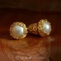 Stud EARRINGS Genuine 24K Gold Vermeil Mabe Pearls 31.60 g ~ Handmade