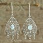 Hook EARRINGS Sterling Silver & Genuine Moonstone 5.90 g ~ Handmade