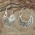 Creole EARRINGS Genuine 925 Sterling SILVER 5.50 g ~ Handmade in Bali