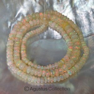 ETHIOPIAN WELO OPAL 16.4 inch Strand Natural Gemstone Smooth Rondelle BEADS 36ct