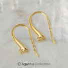 24K Gold Vermeil on 925 SILVER Earring Findings Hooks Pair 3-Micron Gold 1.30 g