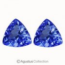 0.86 cts Blue TANZANITE Pair Trillion Facet-cut Clean Natural Gemstones Tanzania