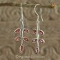 Hook EARRINGS Sterling SILVER & Genuine Red Garnet 4.36 g ~ Handmade in Bali