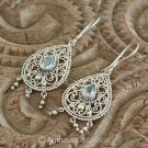 Hook EARRINGS Sterling SILVER & Genuine Blue Topaz 6.00 g ~ Handmade in Bali