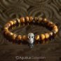 Stretch Bracelet Genuine 925 Sterling SILVER Skull Tiger-Eye 14.00 g ~ Size 6 ½