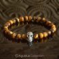 Stretch Bracelet Genuine 925 Sterling SILVER Skull Tiger-Eye 14.00 g ~ Size 6 ½