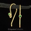 Green TSAVORITE & 24K Gold Vermeil Sterling SILVER Hook Earring Pair Findings