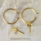 24K Gold Vermeil 925 SILVER Pair EARRING Hang-in Loop Findings Creole Pearl Cup