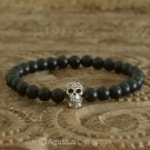 Stretch Bracelet 925 Sterling SILVER Skull ONYX Beads 12.95 g ~ Size 6 ½ inches
