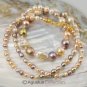 NECKLACE Multicolor Freshwater PEARLS & 24K Gold Vermeil on 925 Sterling SILVER
