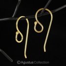 24K Gold Vermeil 925 SILVER Hang-in Hook Earring Pair 3-Micron Gold-Plated 0.65g
