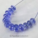 Blue TANZANITE 2.48 inch Strand Large Smooth Rondelle Gemstone BEADS 44 ct