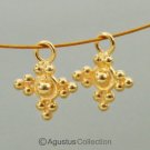 1 PAIR 24K Gold Vermeil 925 Sterling Charm Pendant SILVER Bali BEADS 0.58 g