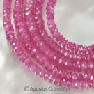 Pinkish Red SAPPHIRE 22 inch Strand Faceted Rondelle Gemstone Beads 68 ct