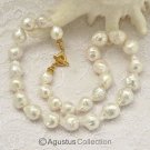 NECKLACE White KASUMI Freshwater PEARLS & Gold Vermeil 925 SILVER 19.6 inch