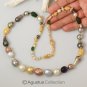 NECKLACE Multicolor South Sea PEARLS Gemstones Gold Vermeil 925 Sterling SILVER