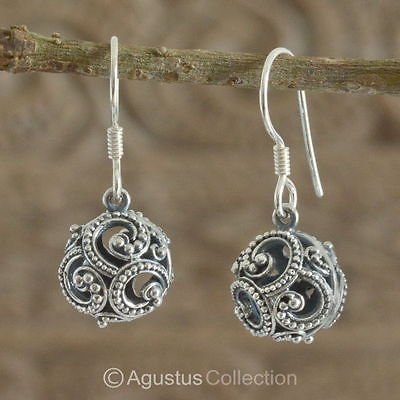 Hook EARRINGS Genuine 925 Sterling Silver 4.35 g ~ Handmade in Bali
