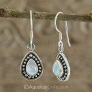 Hook EARRINGS Sterling Silver & Genuine Moonstone 3.10 g ~ Handmade