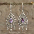 Hook EARRINGS Sterling SILVER & Genuine Amethyst 6.00 g ~ Handmade in Bali