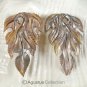 Iridescent Oyster SHELL CARVED Floral Design Earring Pair Handmade in Bali 5.64g
