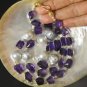 NECKLACE South Sea & Akoya Keshi PEARLS, AMETHYST BEADS, Gold Vermeil 925 SILVER