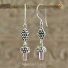 Hook EARRINGS Sterling SILVER & Genuine Amethyst Crystal 5.70 g ~ Handmade