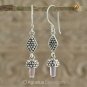 Hook EARRINGS Sterling SILVER & Genuine Amethyst Crystal 5.70 g ~ Handmade