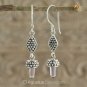 Hook EARRINGS Sterling SILVER & Genuine Amethyst Crystal 5.70 g ~ Handmade