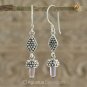 Hook EARRINGS Sterling SILVER & Genuine Amethyst Crystal 5.70 g ~ Handmade