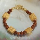 Bracelet Genuine 24K Gold Vermeil over Sterling SILVER Rudraksha 13.55g Size 6½"