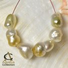 SOUTH SEA KESHI PEARLS 3.26" Strand 6 Multicolor Maluku Indonesia drilled 12.18g