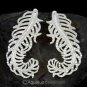 White Mother-of-Pearl SHELL CARVING Guinea Fowl FEATHER Earrings Pair 3.21 g