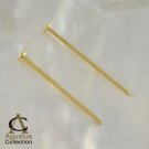 24K Gold Vermeil on 925 SILVER HEAD-PIN Findings Pair 3-Micron Gold-Plated 0.8"