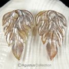 Iridescent Oyster SHELL CARVED Floral Design Earring Pair Handmade in Bali 5.68g