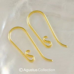 24K Gold Vermeil SILVER Wire Hook Earring Pair 3-Micron Gold-Plated 0.45 g