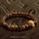 Stretch Bracelet Genuine 24K Gold Vermeil Skull Tiger-Eye 14.10 g ~ Size 6 ¼