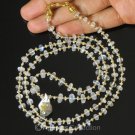 Necklace MOONSTONE BEADS, Akoya KESHI Pearls & 24K Gold Vermeil on 925 SILVER