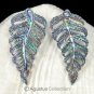 Multicolor PAUA ABALONE SHELL Iridescent Carved Fern Leaves Earring PAIR 2.80 g